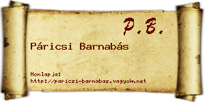 Páricsi Barnabás névjegykártya
