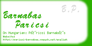 barnabas paricsi business card